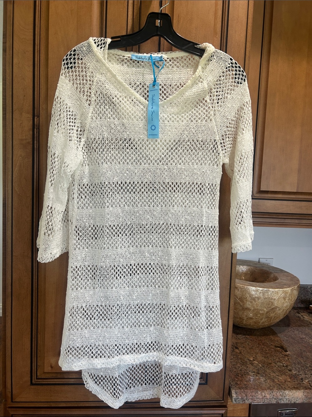 Solitaire Cream Crochet Knit Swim Coverup